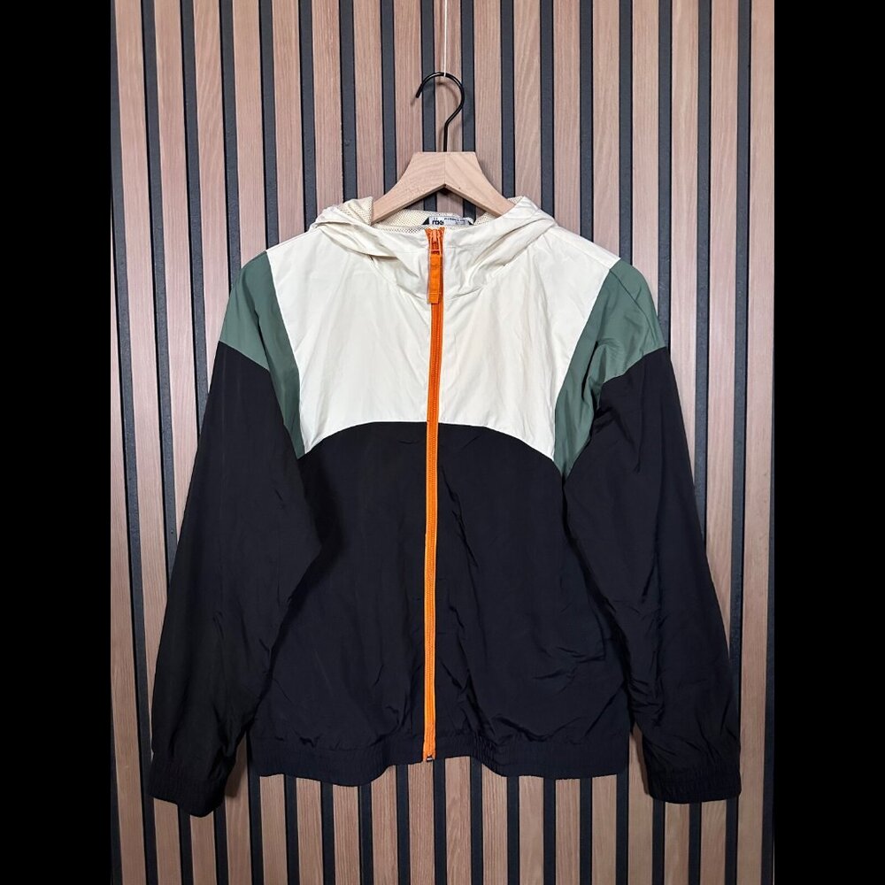 New Foot Locker LCKR Jacket XL Mens Black Ivory Full Zip Windbreaker 100% Nylon